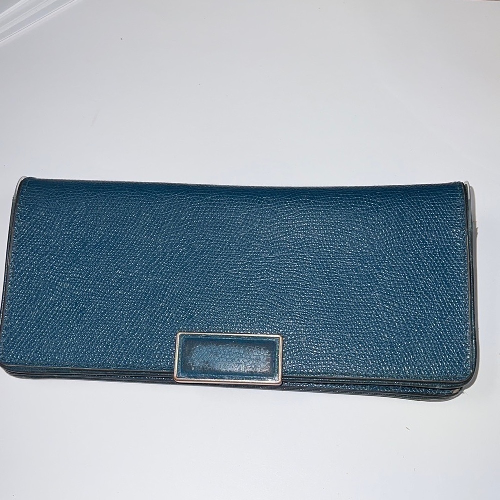 Tumi Sinclair Envelope Wallet in Teal Blue Pebbled Leather